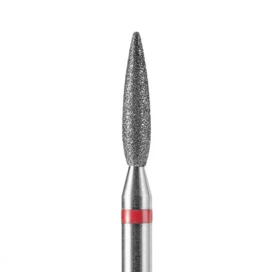 DARK Diamond Nail Bit Rounded Flame 2.3 x 10 Fine (Red) - Level Up Beauty Supply