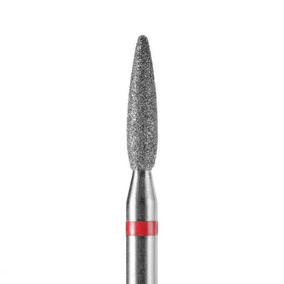 DARK Diamond Nail Bit Rounded Flame 2.4 x 10 Fine (Red) - Level Up Beauty Supply