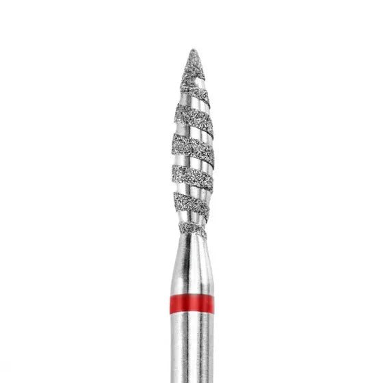 DARK Diamond Nail Bit Tornado Flame 2.3 x 10 Fine (Red) - Level Up Beauty Supply