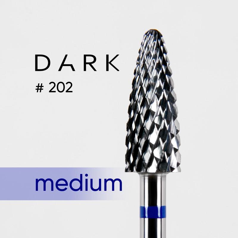 DARK Carbide Drill Bit 202, Rounded Cone, Medium (Blue) - Level Up Beauty Supply