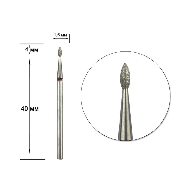 STALEKS Diamond nail bit, Drop 1.6 - Fine (FA40R016/4)