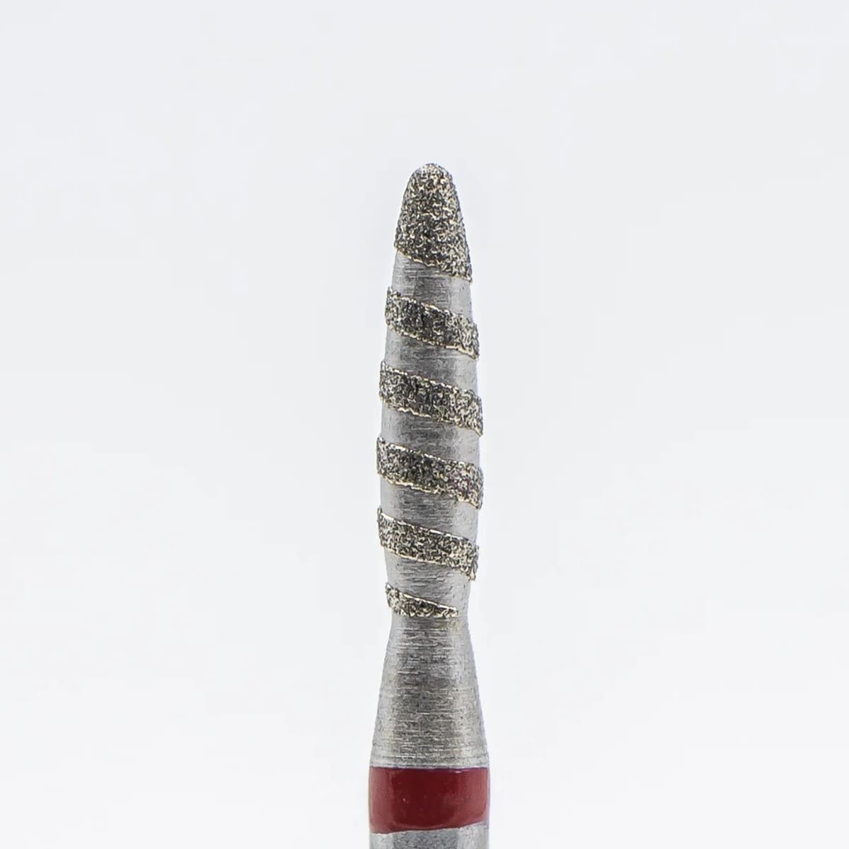 Diamond nail bit, Rounded Tip Flame TORNADO 2.1 - Fine (Red) (D-142T) - Level Up Beauty Supply