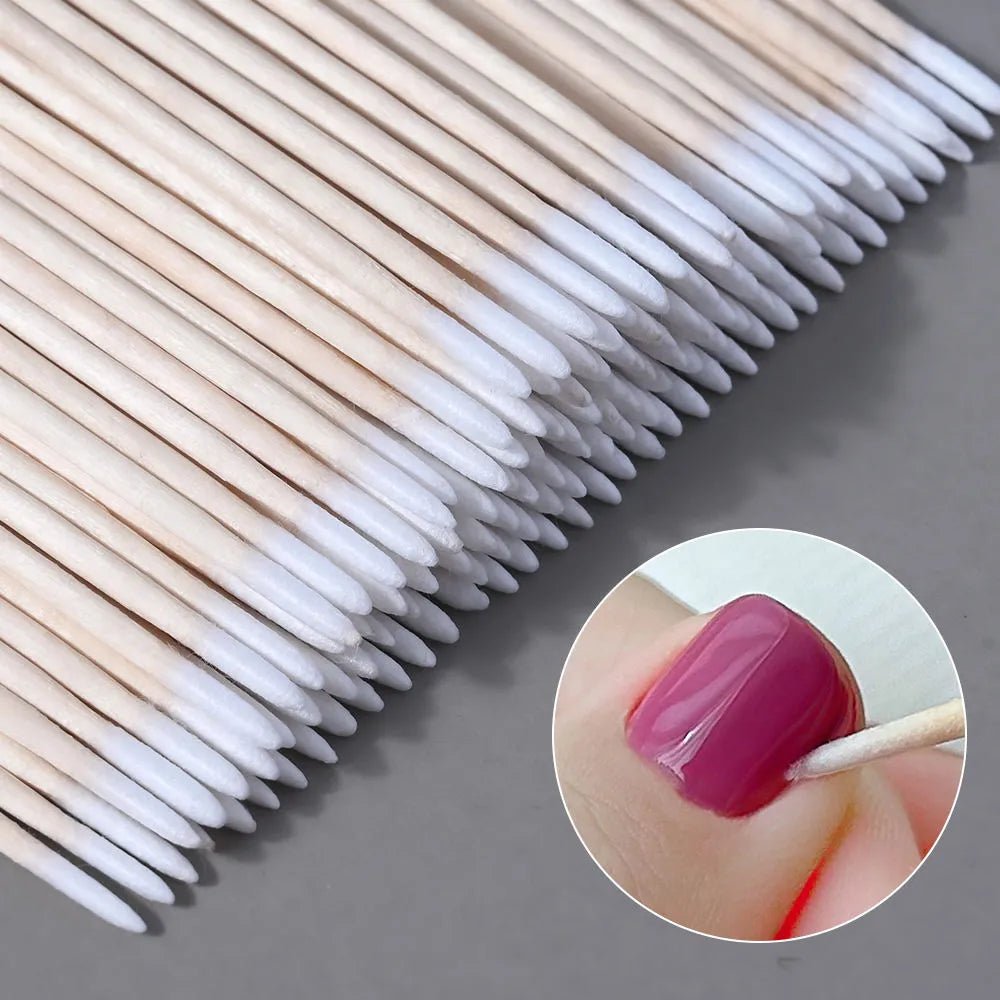 Disposable Lint-Free Wooden Micro Applicators for Lashes & Brows (100 pcs) - Level Up Beauty Supply