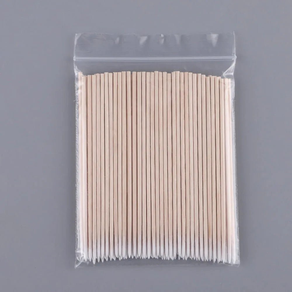 Disposable Lint-Free Wooden Micro Applicators for Lashes & Brows (100 pcs) - Level Up Beauty Supply