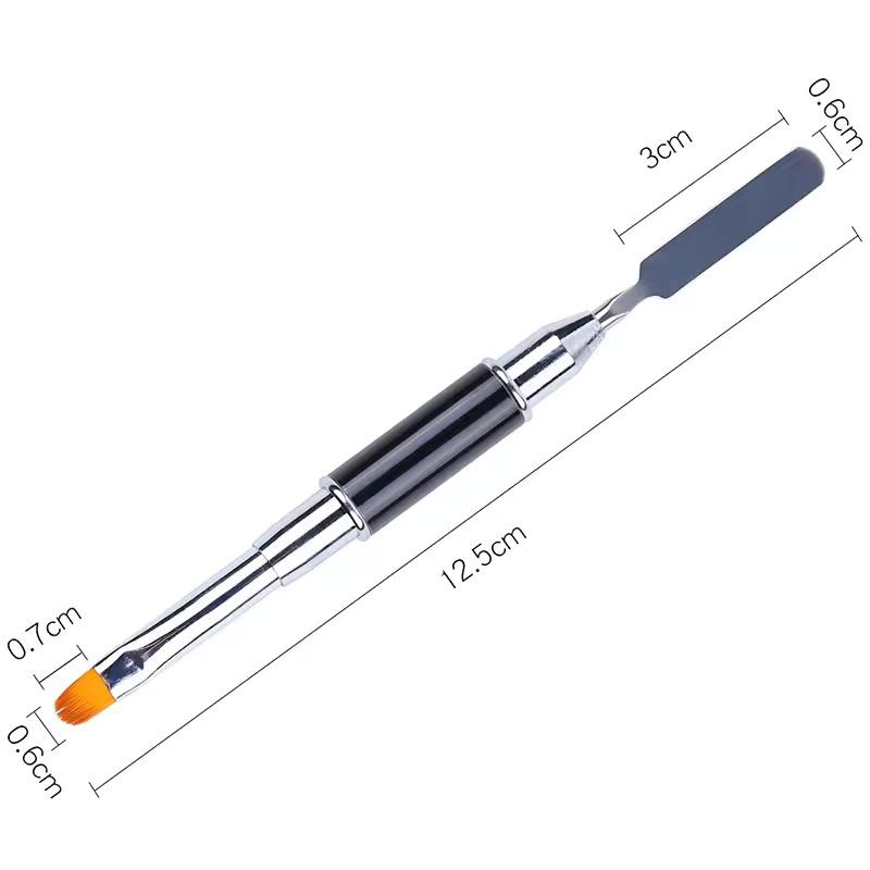Double - sided Brush for Polygel with Spatula - Level Up Beauty Supply