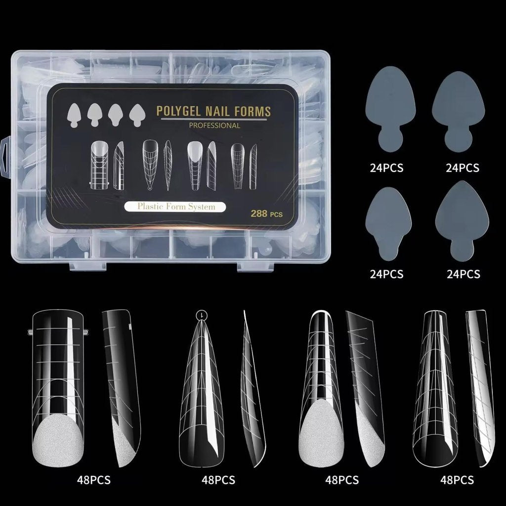 Dual Nail Forms, 4 types, 288pcs - Level Up Beauty Supply