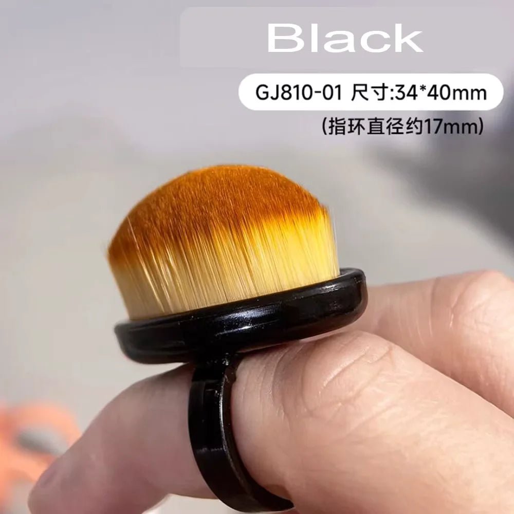 Finger Ring Dust Brush, Soft (Black) - Level Up Beauty Supply