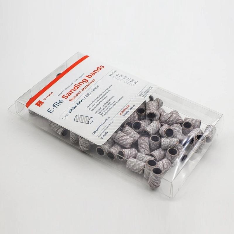 E - File White Zebra Sanding Bands, 100pcs - Level Up Beauty Supply