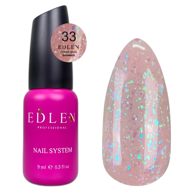 EDLEN Cover Base Shimmer 33, 9 ml - Level Up Beauty Supply