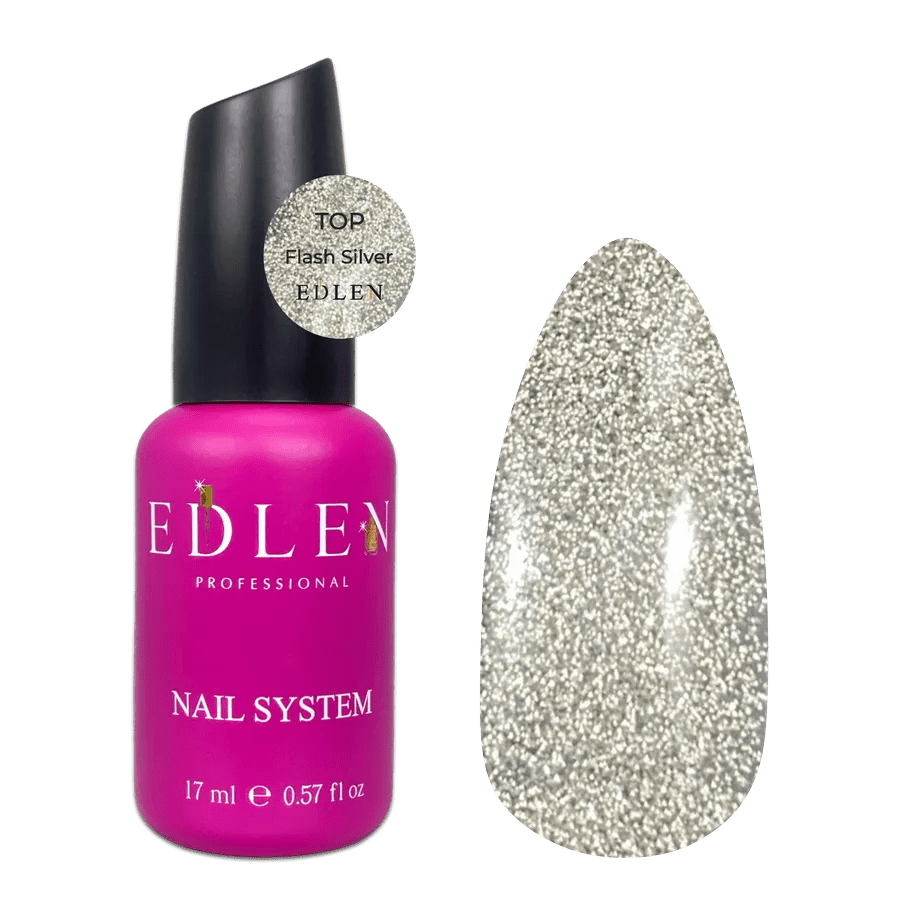 EDLEN Top Coat Flash Silver, 17 ml - Level Up Beauty Supply