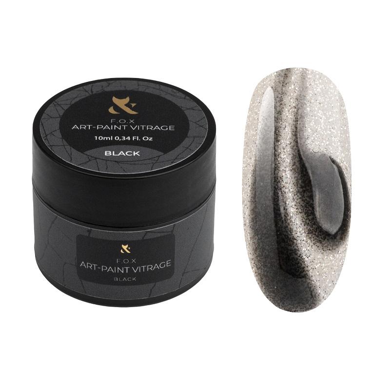 F.O.X Art-paint Vitrage gel paint Black, 10 ml - Level Up Beauty Supply