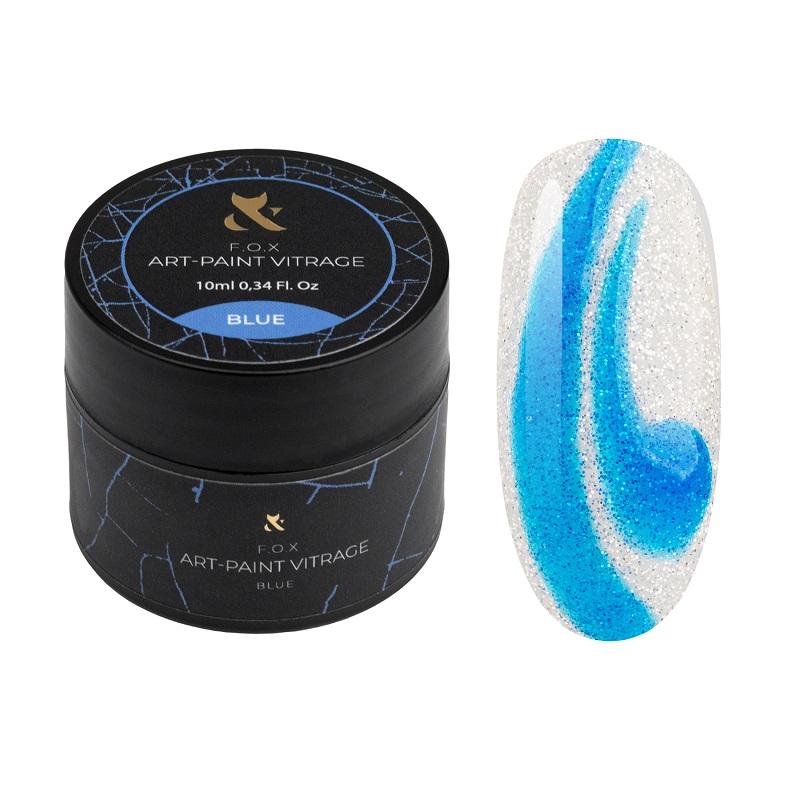 F.O.X Art-paint Vitrage gel paint Blue, 10 ml - Level Up Beauty Supply
