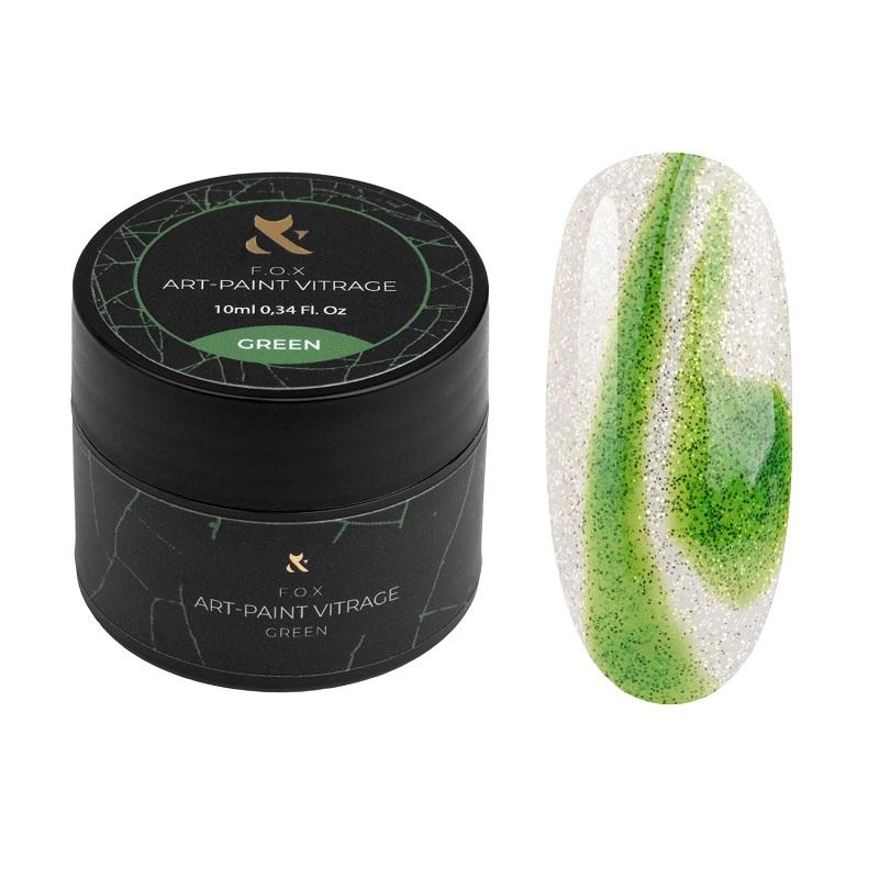 F.O.X Art-paint Vitrage gel paint Green, 10 ml - Level Up Beauty Supply