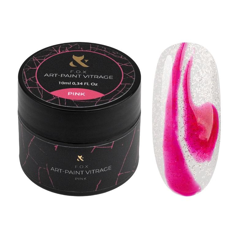 F.O.X Art-paint Vitrage gel paint Pink, 10 ml - Level Up Beauty Supply