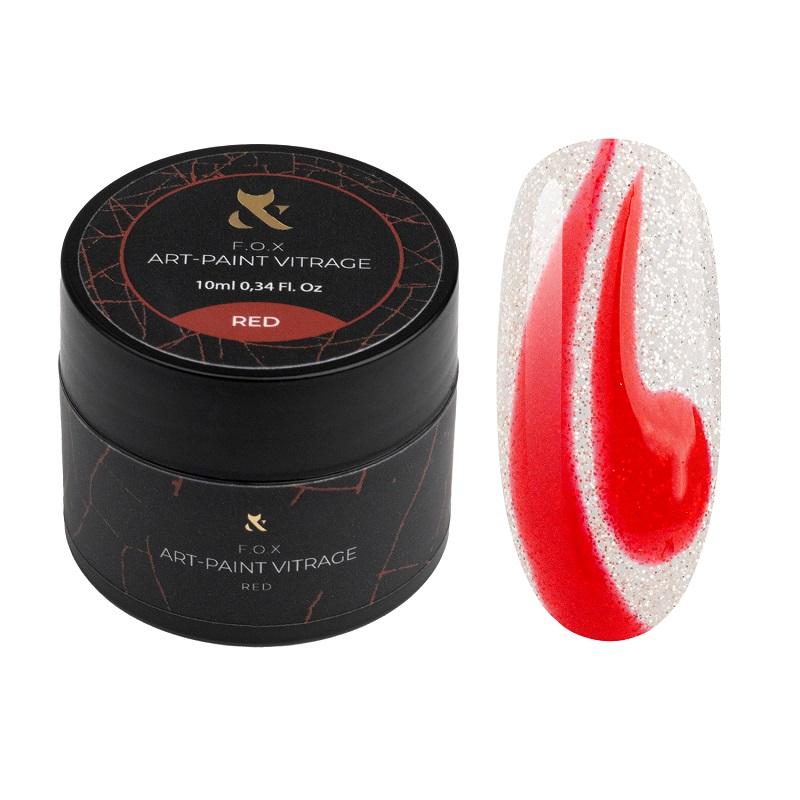 F.O.X Art-paint Vitrage gel paint Red, 10 ml - Level Up Beauty Supply
