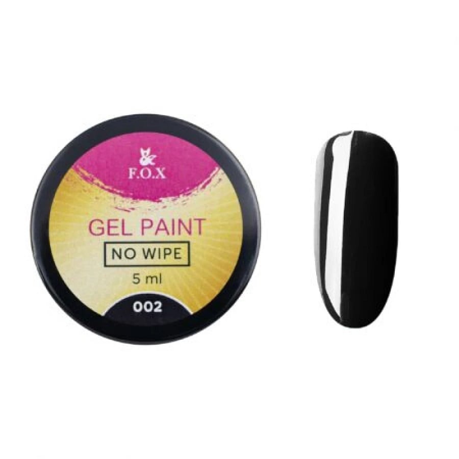 F.O.X Gel paint No Wipe 002, 5 ml (Black) - Level Up Beauty Supply