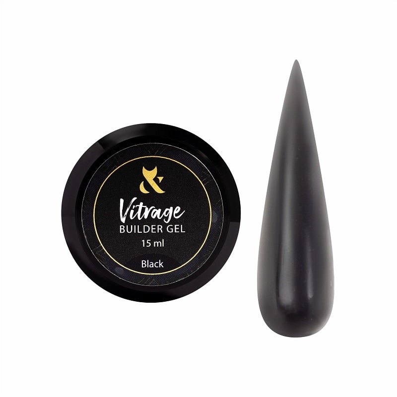 F.O.X Vitrage Builder gel Black, 15 ml - Level Up Beauty Supply