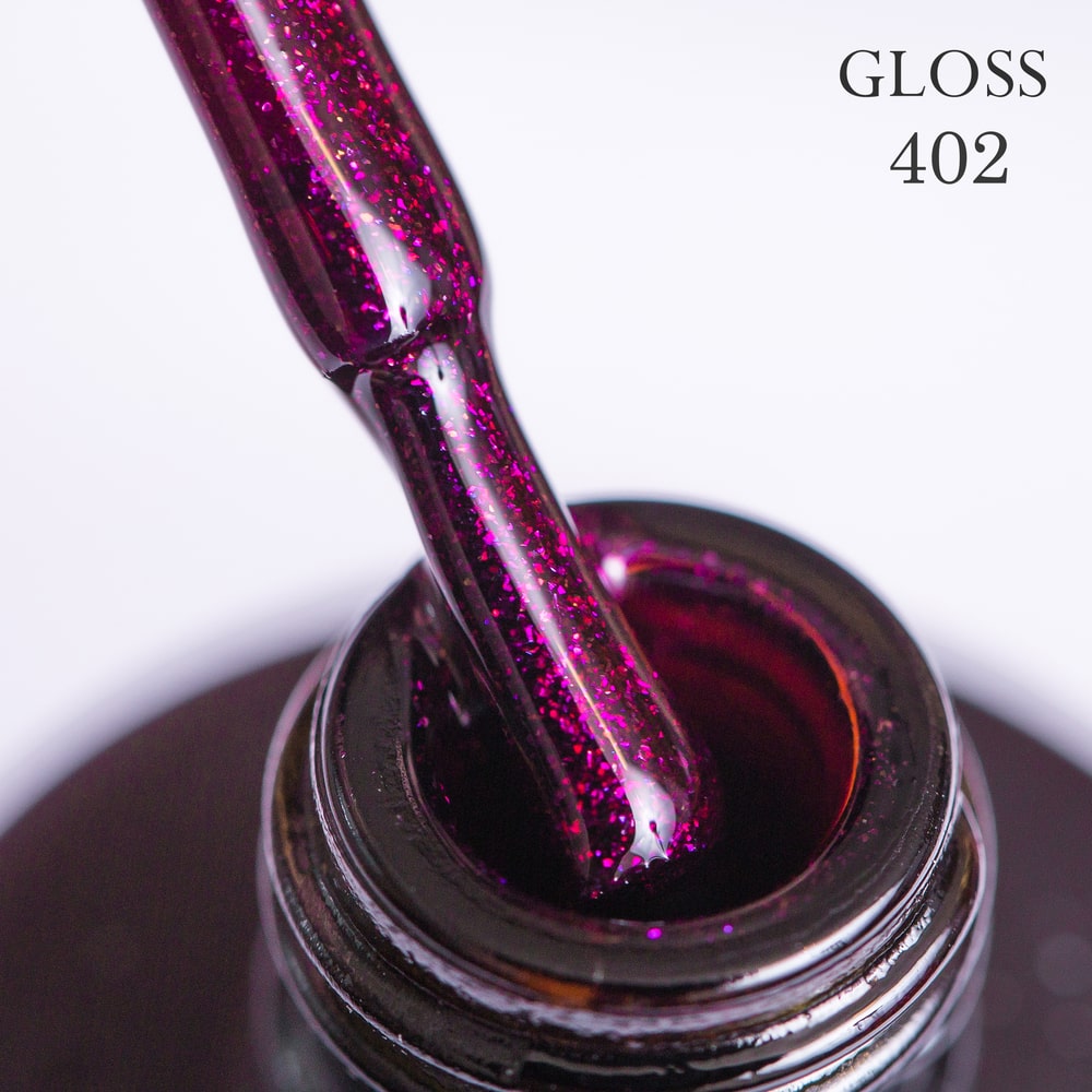 GLOSS Gel Polish 402 (Plum with microglittter), 11ml