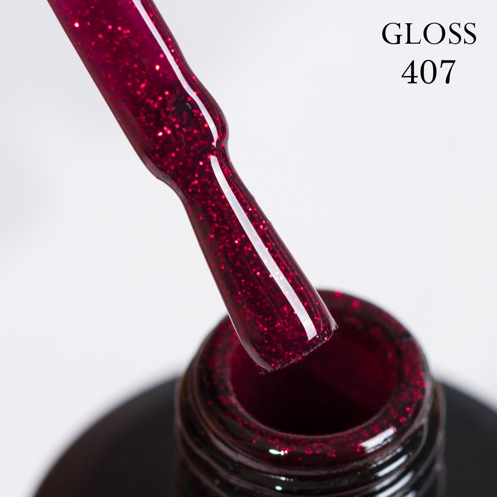 GLOSS Gel Polish 407 (Raspberry red with micro-shine), 11ml