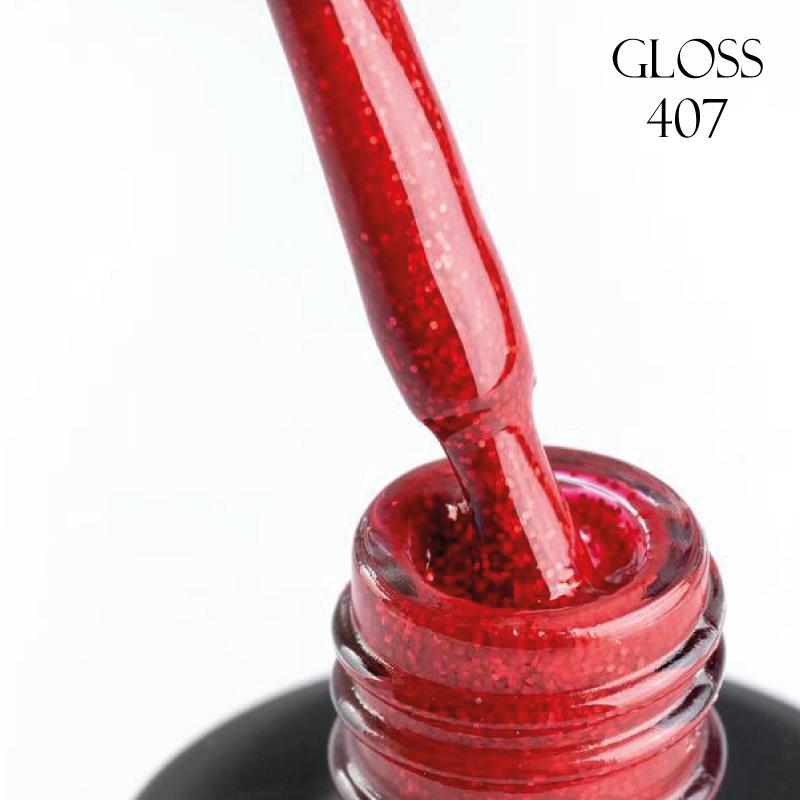 GLOSS Gel Polish 407 (red with micro-shine), 11ml