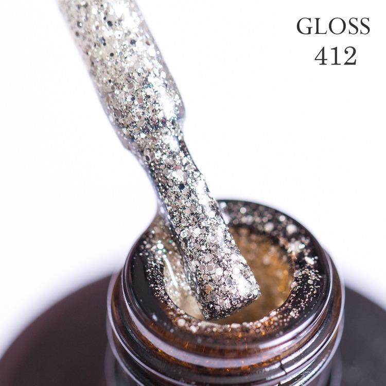 GLOSS Gel Polish 412 (white gold glitter), 11ml