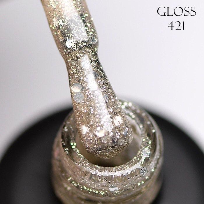 GLOSS Gel Polish 421 (golden with glitter), 11ml