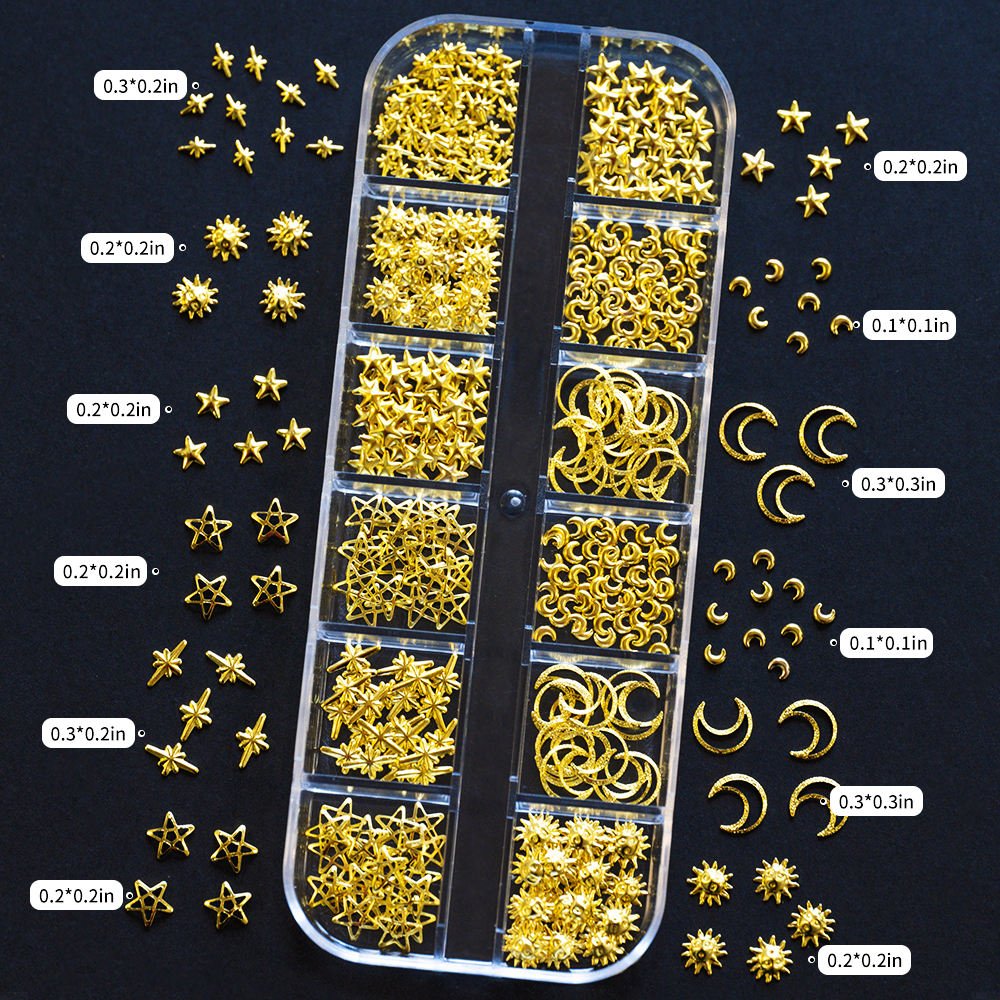 Gold Celestial Nail Charms Set (PH045) - Level Up Beauty Supply