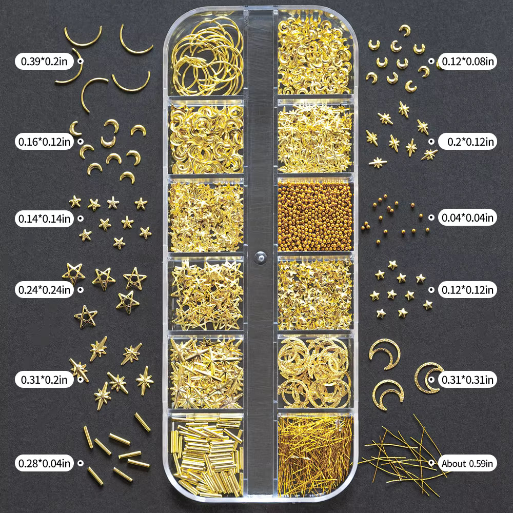 Gold Celestial Nail Charms Set (PH069)