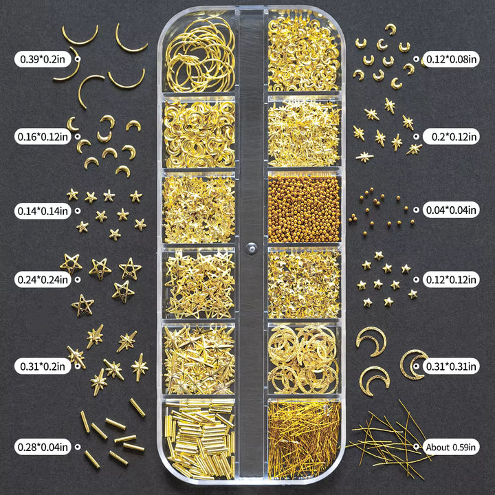Gold Celestial Nail Charms Set (PH069)