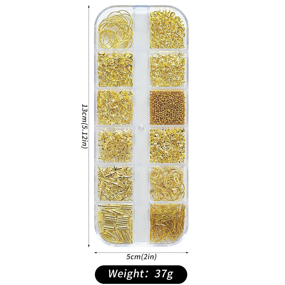 Gold Celestial Nail Charms Set (PH069) - Level Up Beauty Supply
