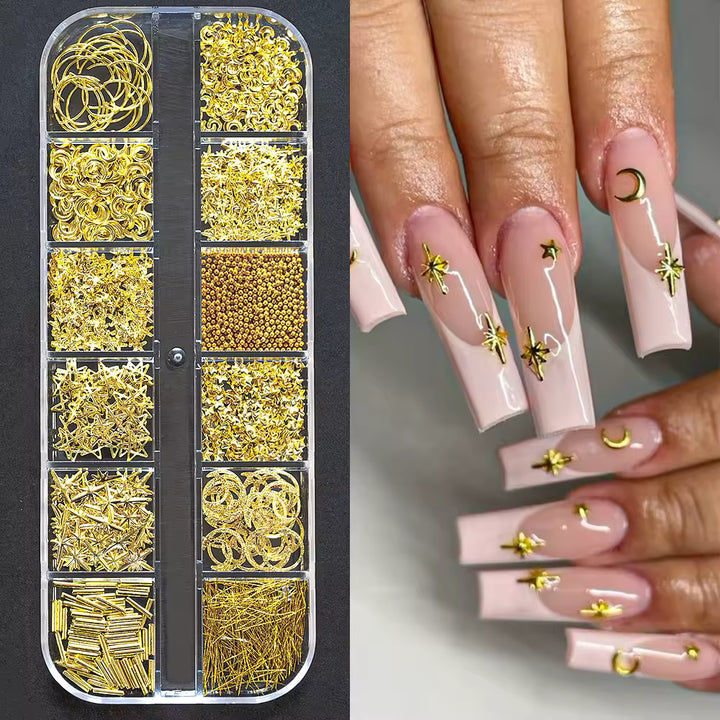 Gold Celestial Nail Charms Set (PH069)