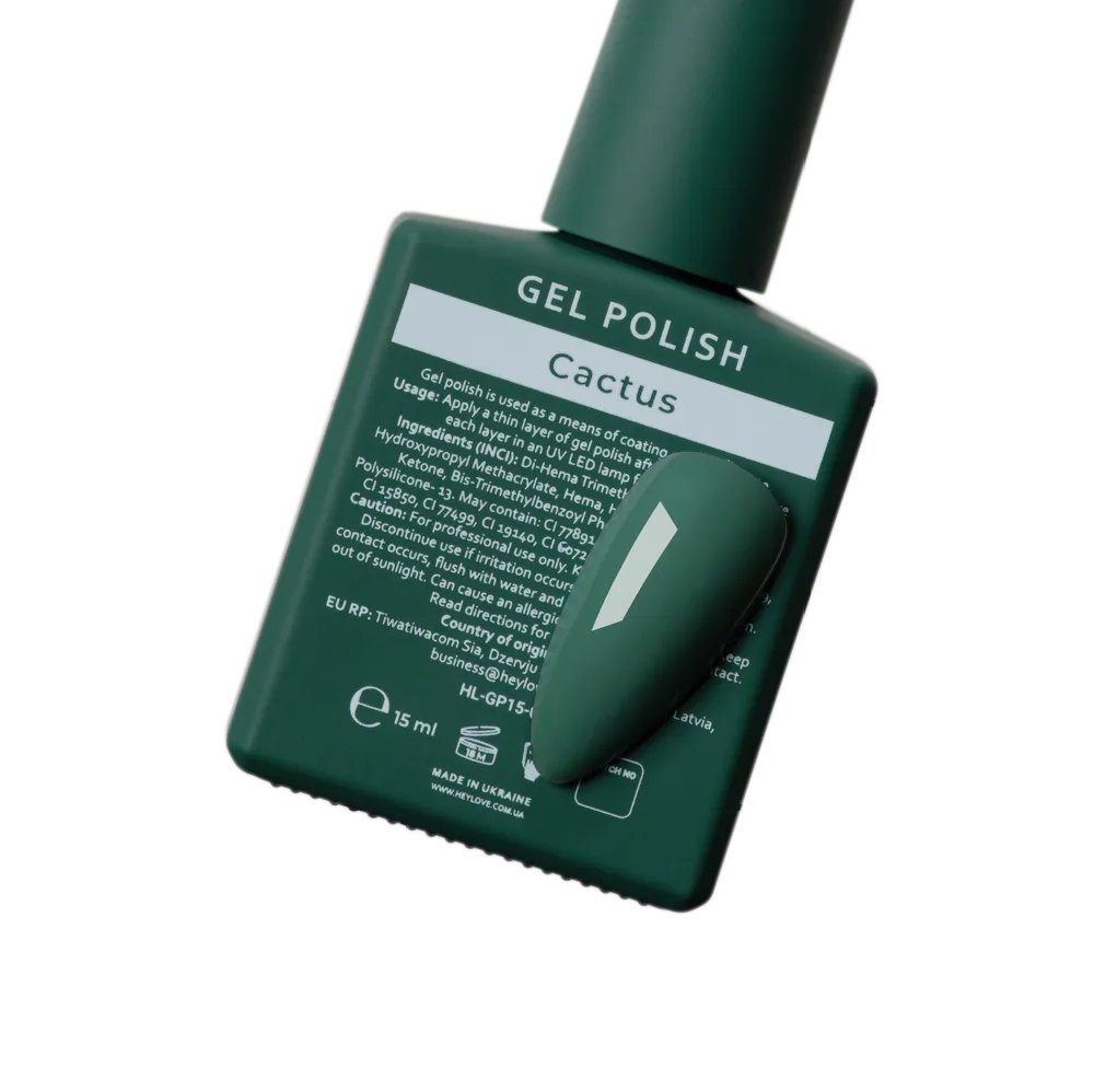 HEYLOVE Gel Polish "Cactus", 15 ml (TPO Free)