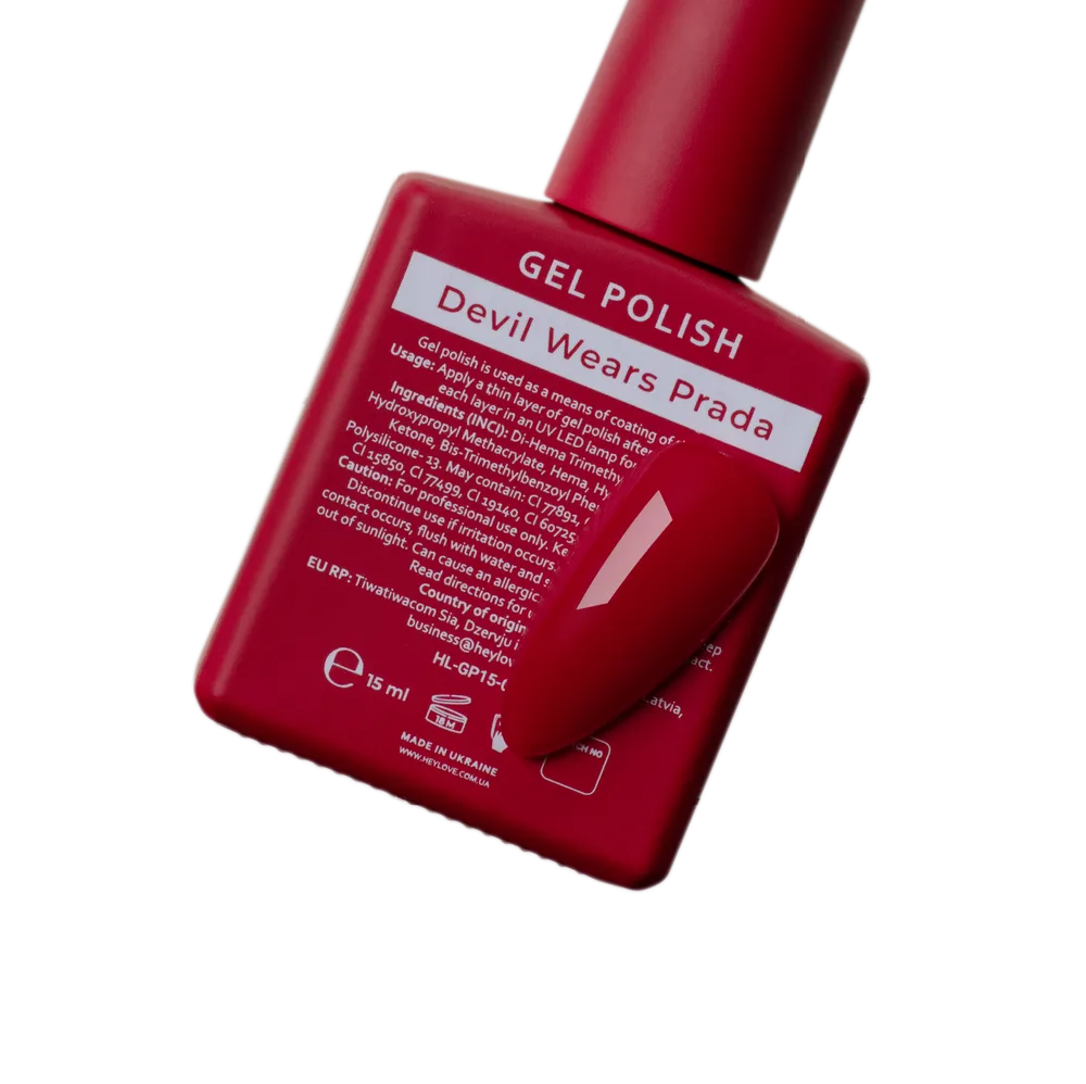 HEYLOVE Gel Polish "Devil Wears Prada", 15 ml (TPO Free)