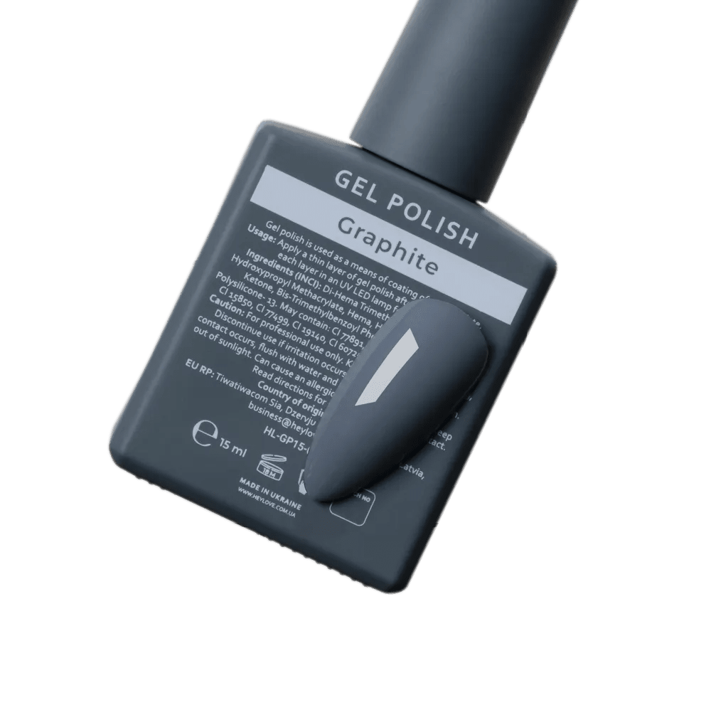 HEYLOVE Gel Polish "Graphite", 15 ml (TPO Free) - Level Up Beauty Supply