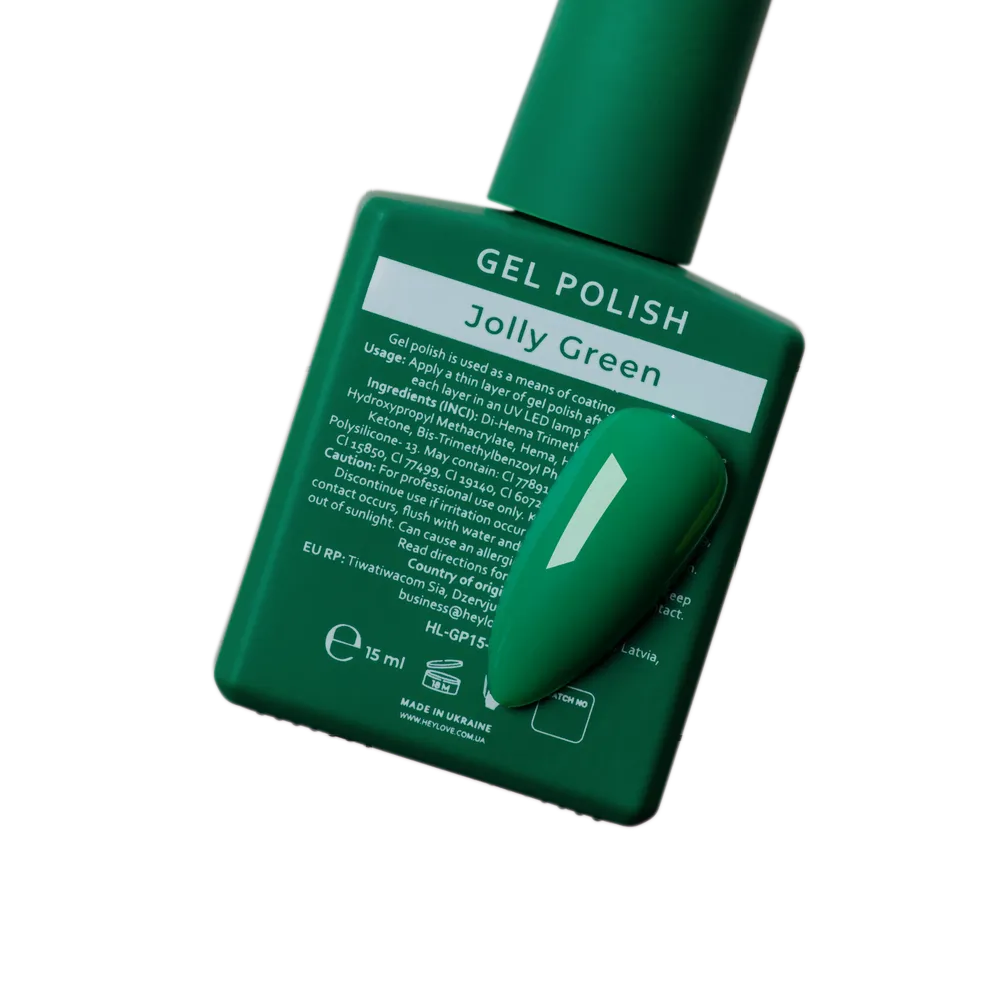 HEYLOVE Gel Polish "Jolly Green", 15 ml (TPO Free)