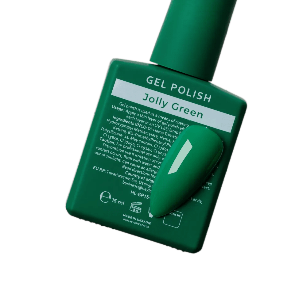 HEYLOVE Gel Polish "Jolly Green", 15 ml (TPO Free) - Level Up Beauty Supply
