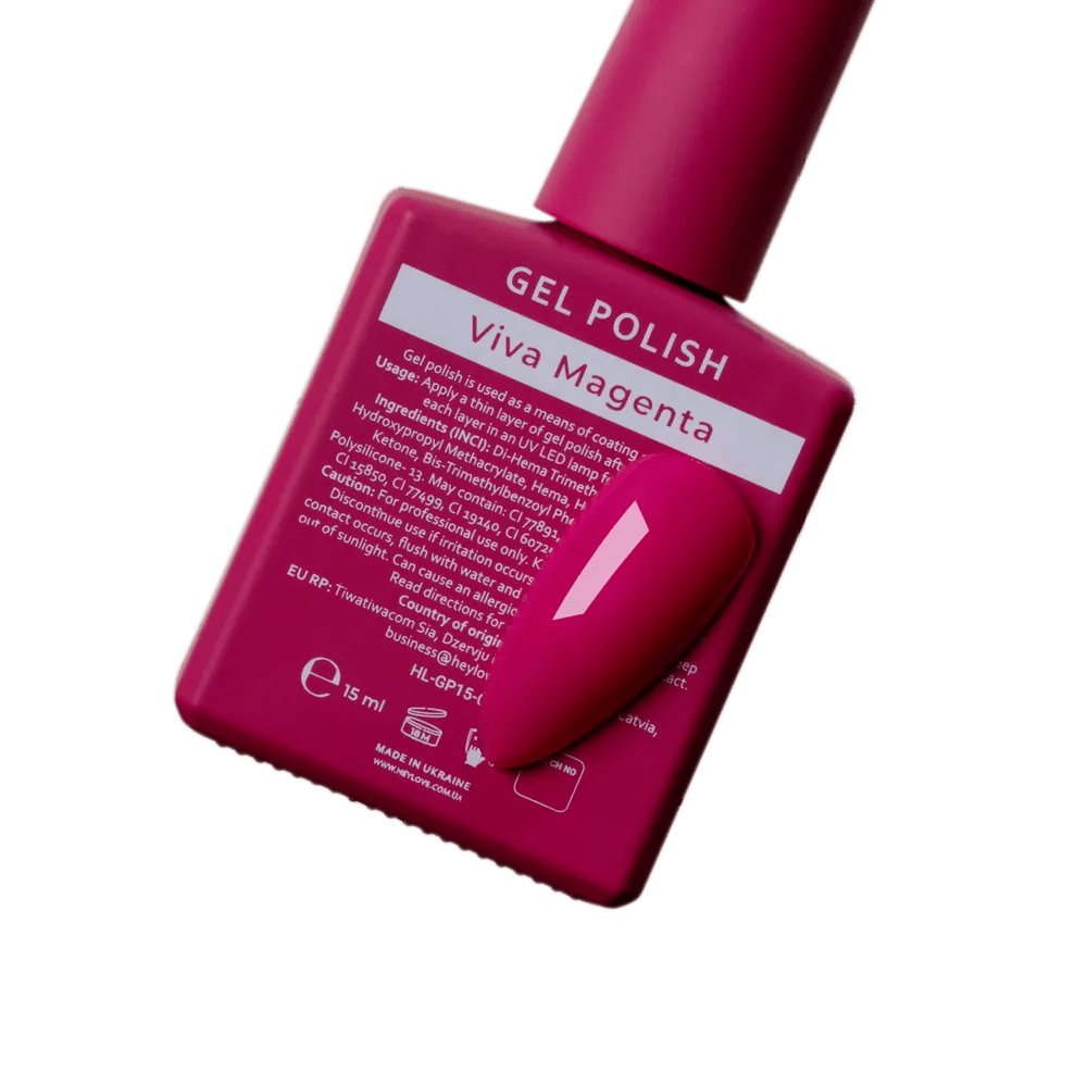 HEYLOVE Gel Polish "Viva Magenta", 15 ml (TPO Free) - Level Up Beauty Supply