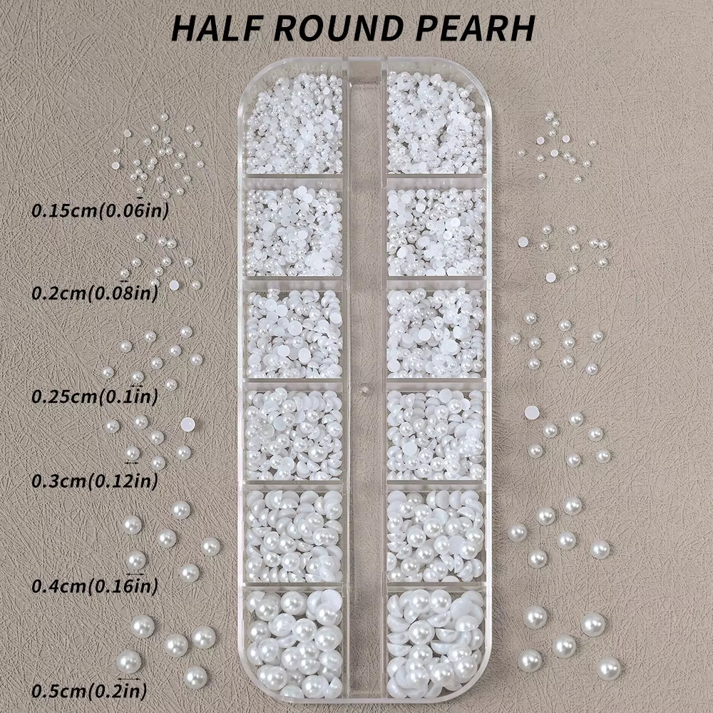 Half Pearl Nail Charms Set