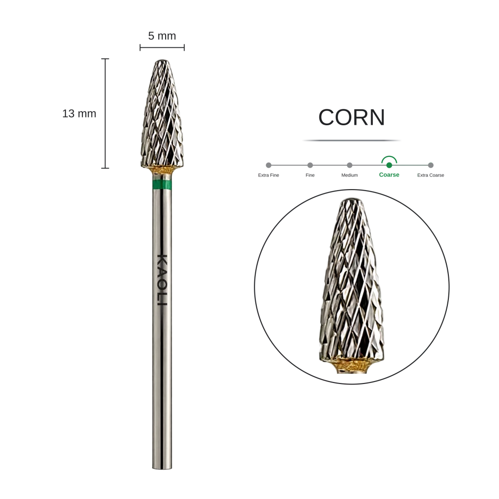 KAOLI - Tungsten Carbide Removal Bit Corn "Nova" (Coarse) - Level Up Beauty Supply