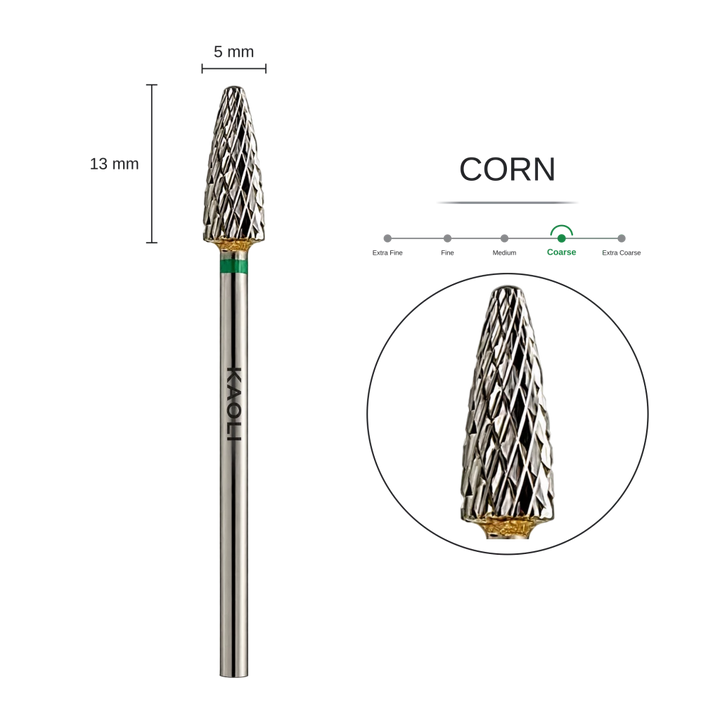 KAOLI - Tungsten Carbide Removal Bit Corn "Nova" (Coarse) - Level Up Beauty Supply