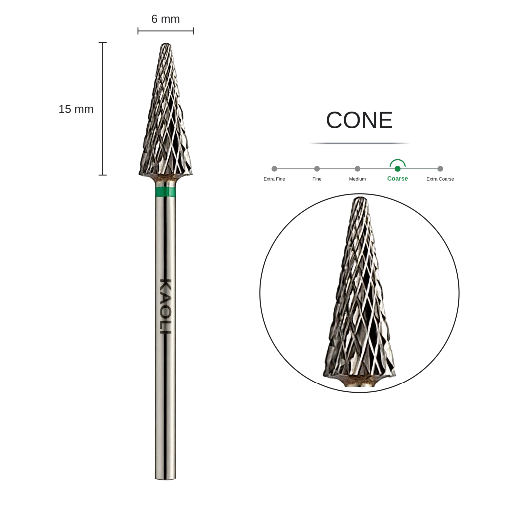 KAOLI - Tungsten Carbide Removal Bit Large Cone "Astra" (Coarse) - Level Up Beauty Supply