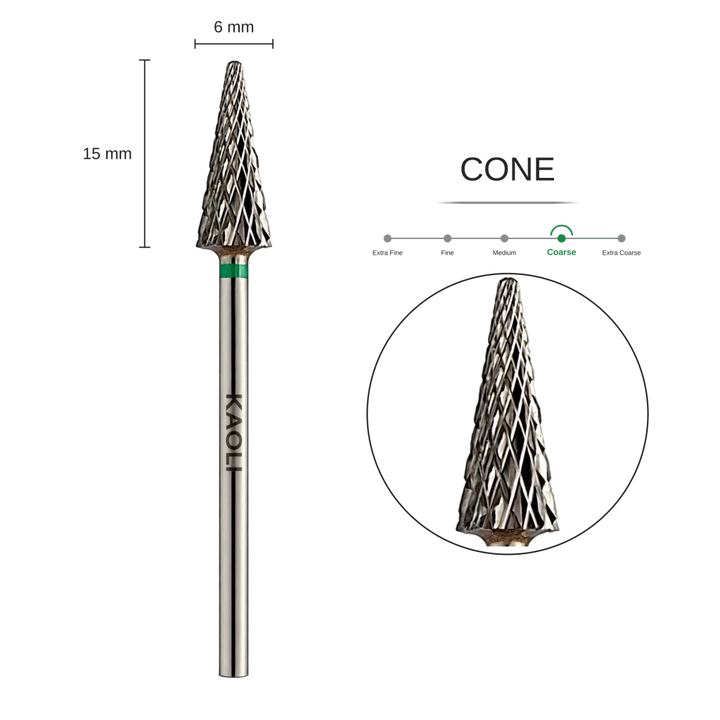 KAOLI - Tungsten Carbide Removal Bit Large Cone "Astra" (Coarse) - Level Up Beauty Supply