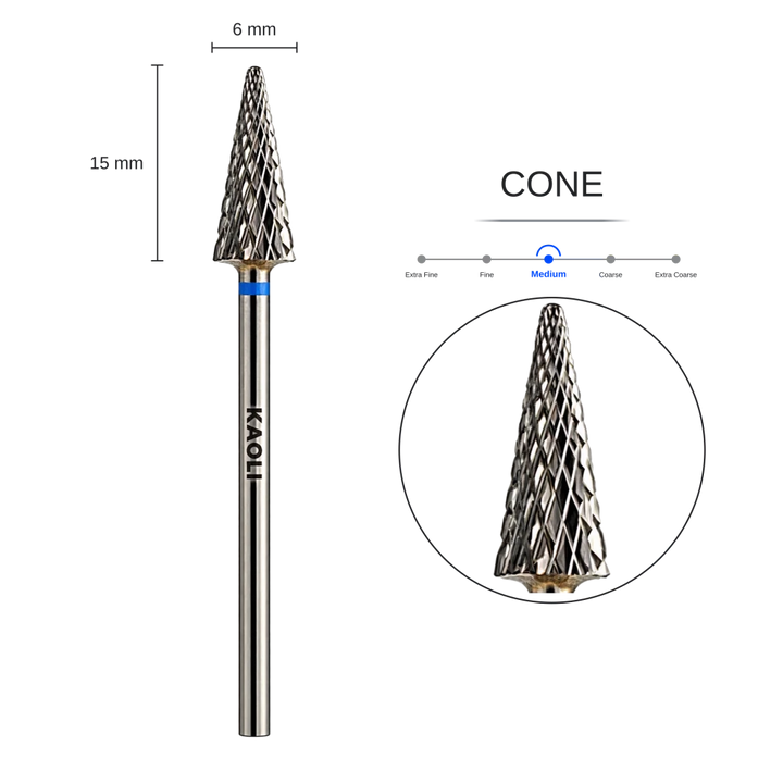 KAOLI - Tungsten Carbide Removal Bit Large Cone "Astra" (Medium) - Level Up Beauty Supply
