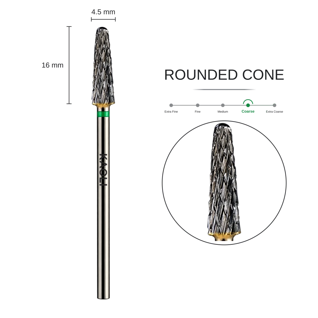 KAOLI - Tungsten Carbide Removal Bit Rounded Cone "Nebula" (Coarse) - Level Up Beauty Supply