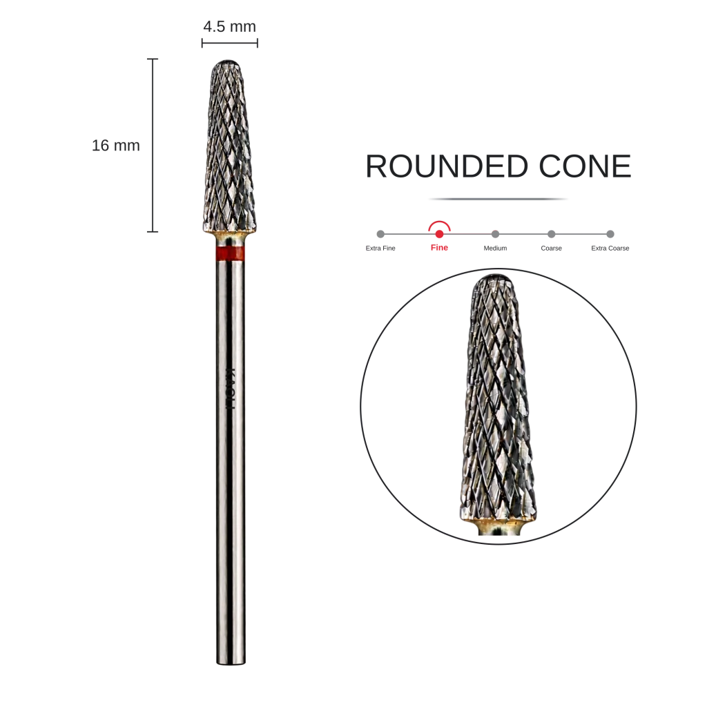KAOLI - Tungsten Carbide Removal Bit Rounded Cone "Nebula" (Fine) - Level Up Beauty Supply