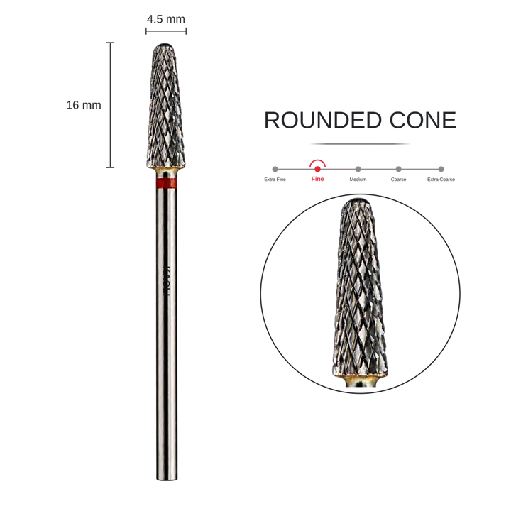 KAOLI - Tungsten Carbide Removal Bit Rounded Cone "Nebula" (Fine) - Level Up Beauty Supply