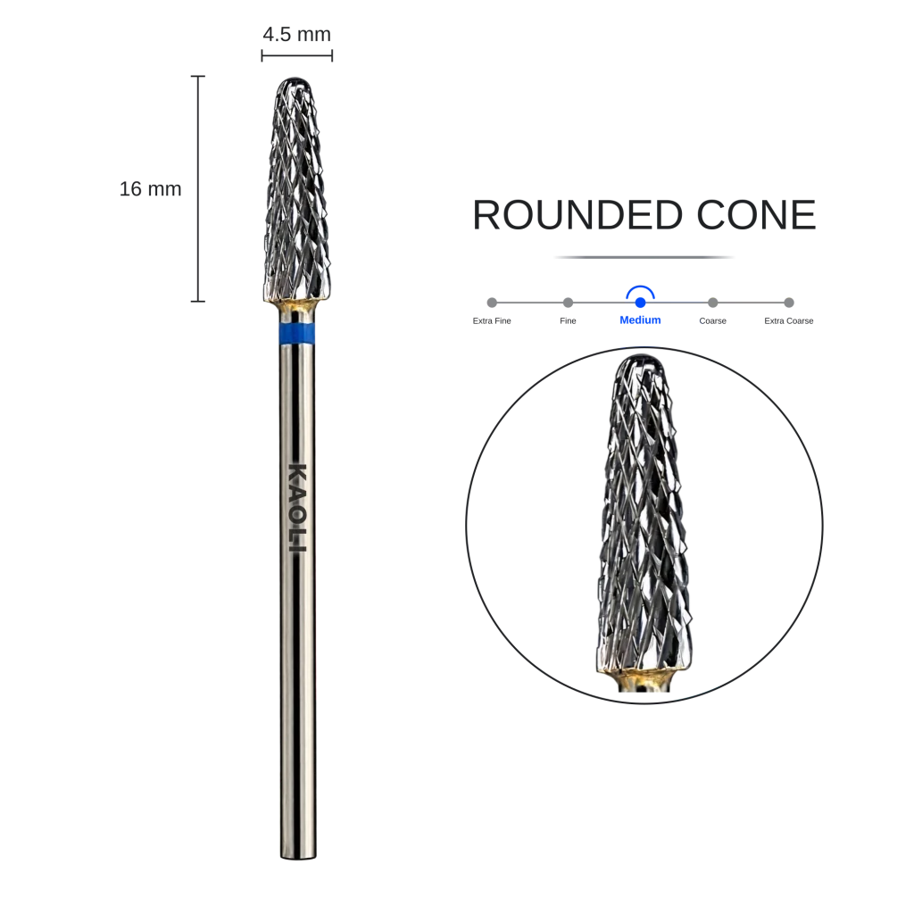 KAOLI - Tungsten Carbide Removal Bit Rounded Cone "Nebula" (Medium) - Level Up Beauty Supply
