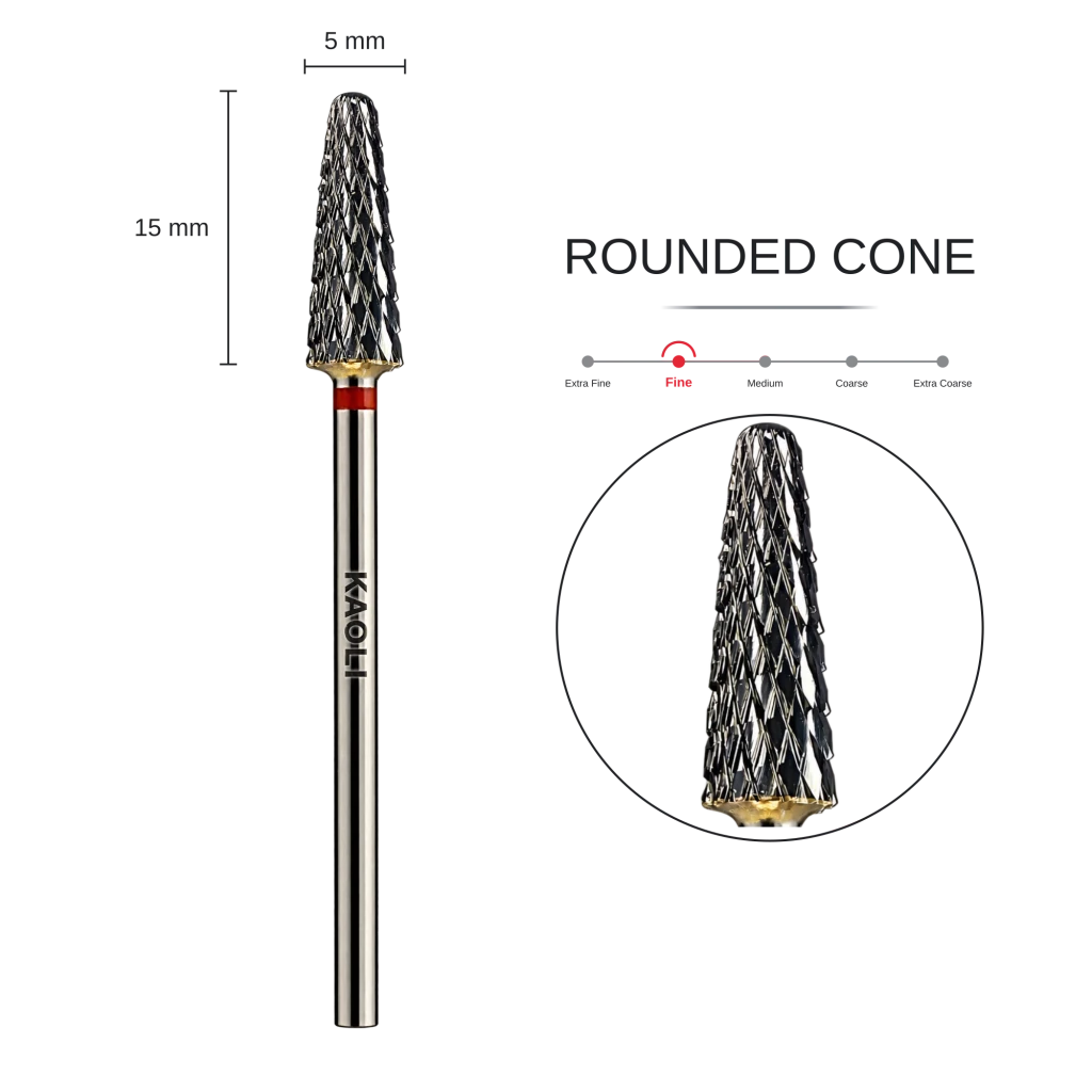 KAOLI - Tungsten Carbide Removal Bit Rounded Cone "Vega" (Fine) - Level Up Beauty Supply