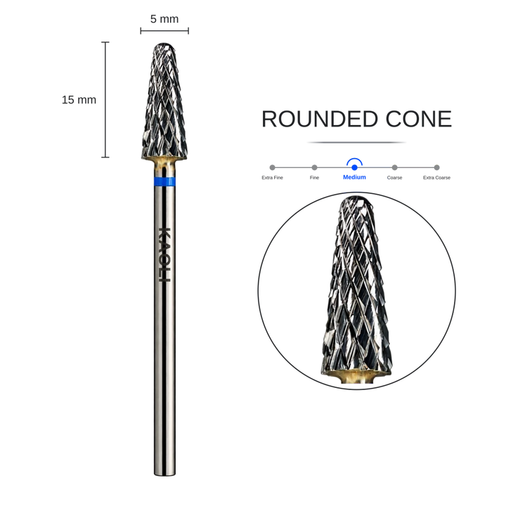 KAOLI - Tungsten Carbide Removal Bit Rounded Cone "Vega" (Medium) - Level Up Beauty Supply