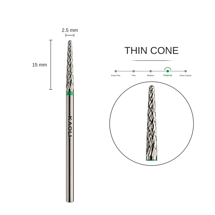KAOLI - Tungsten Carbide Under Nail Cleaner Bit "Krios" (Coarse) - Level Up Beauty Supply